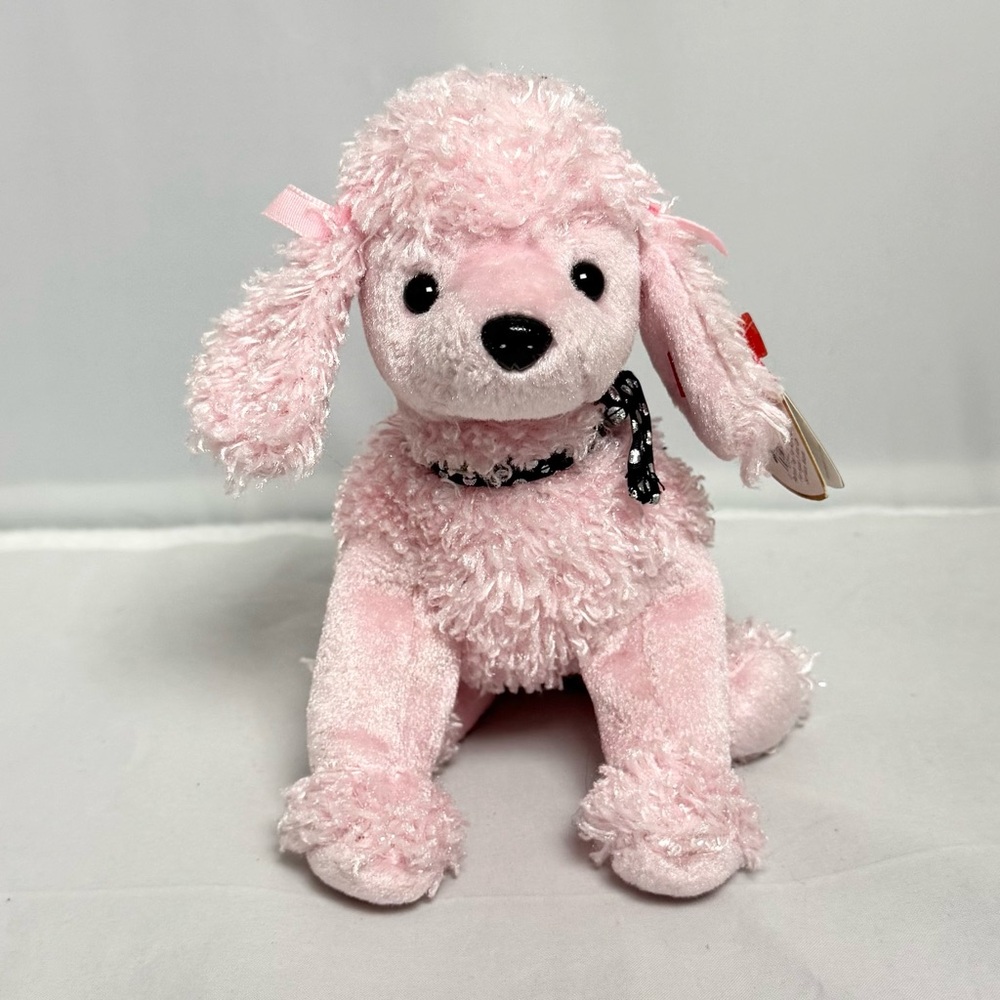 Ty Beanie Buddy BRIGITTE Pink Poodle Dog New With Tags MWMT Plush Stuffed Animal